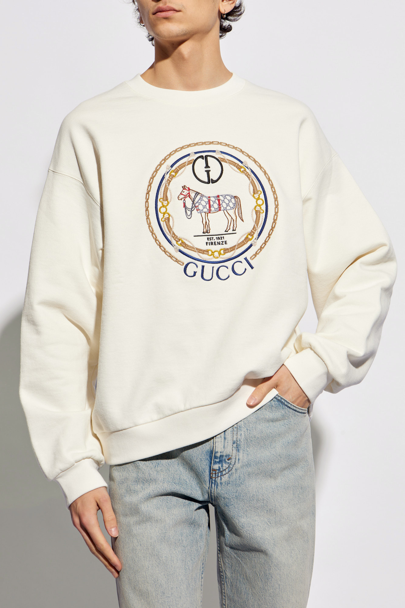 Cream Embroidered hoodie Gucci Vitkac Canada